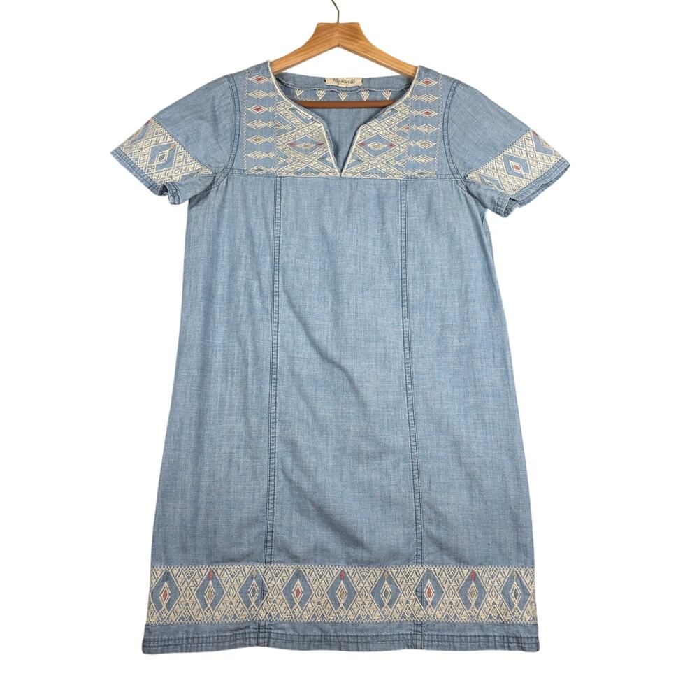 Madewell Embroidered Chambray Tunic Dress